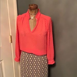 EUC J CREW LONG SLEEVE CORAL SHIRT